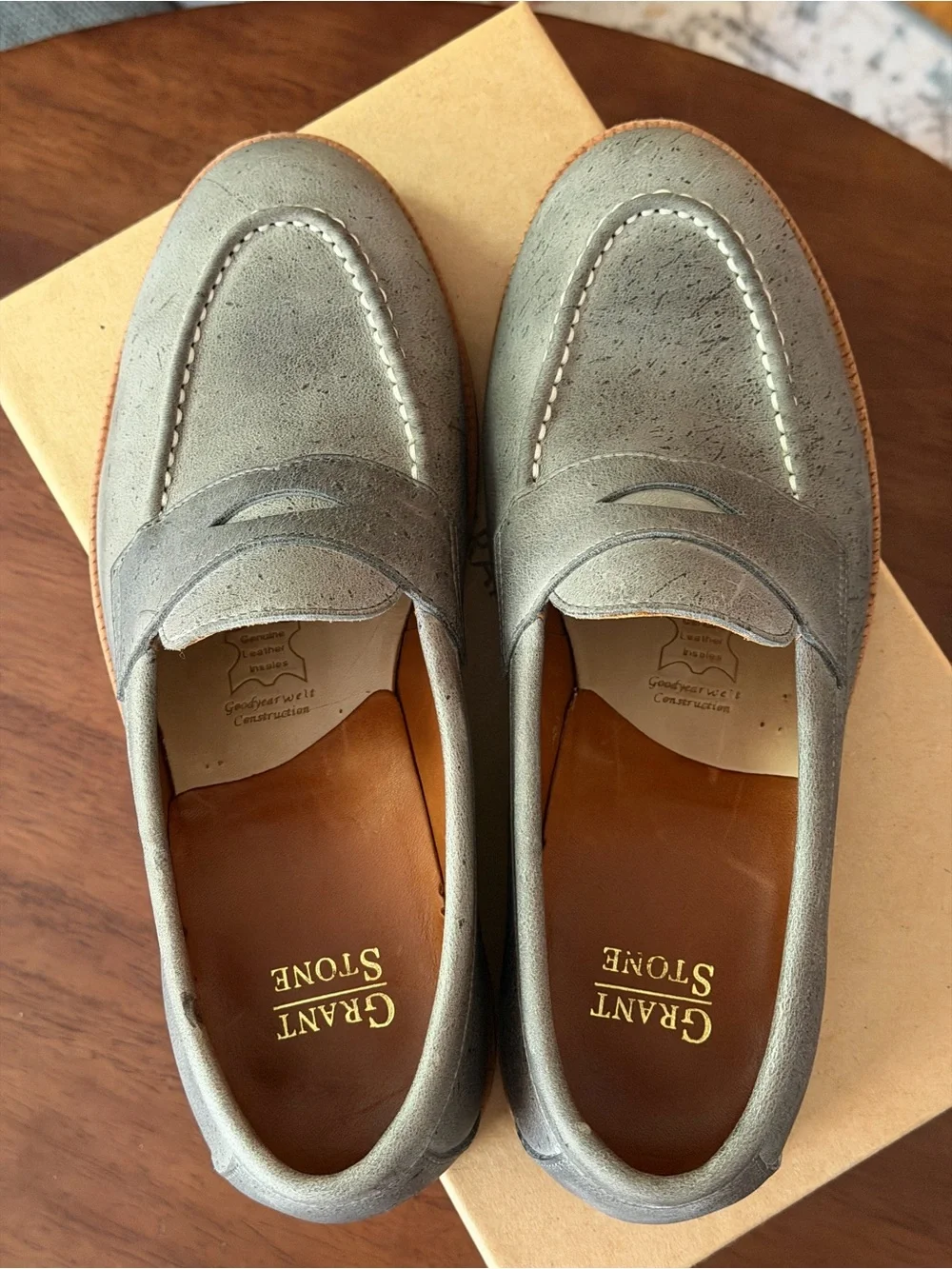 Grant Stone Traveler Penny Loafer in Storm Kudu - Picture 4 of 6
